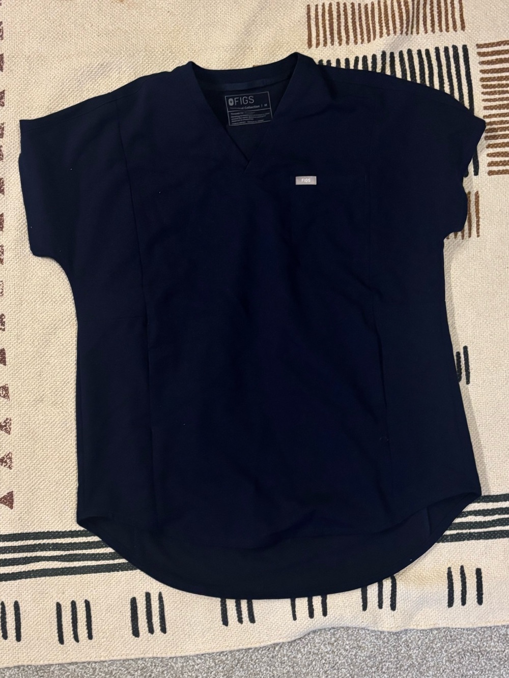 Figs Women's Navy Short Sleeve V-Neck Scrub Top